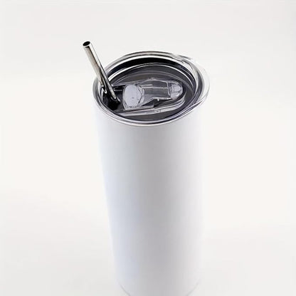 4 pcs Sublimation Stainless Steel Water Bottle, Perfect Coating for Sublimation Printing, Sublimation 20oz Straight Tumbler Blanks for Printing (with Stainless Steel Straw)