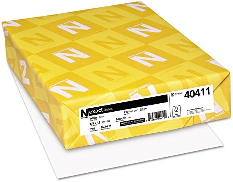Neenah Paper Exact Index Card Stock, 110 lbs, 8-12 x 11, White, 250 SheetsPack