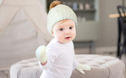 Newborn to Toddler Winter Hat and Mitten Set - Boy and Girls Fleece Lined Baby Hat - 0-6, 6-12, 12-24 Months