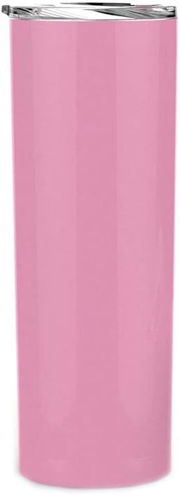 Double Wall 188 Stainless Steel Vacuum slim skinny tumbler with straw and lid, insulated travel mug keeping beverage cold and warm (pink, 20oz)