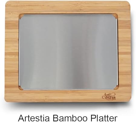 Artestia Bamboo Platter for Cooking Steak Stone, Replacement Serving Trays, Chacutery Accessories Board for Family Garthering Parties(Without Stone)
