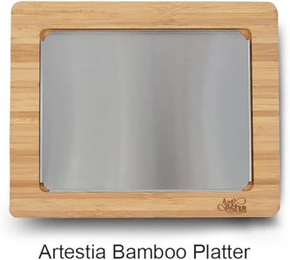 Artestia Bamboo Platter for Cooking Steak Stone, Replacement Serving Trays, Chacutery Accessories Board for Family Garthering Parties(Without Stone)
