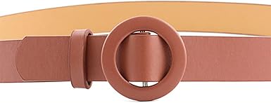 Familyhouse Women's Non-porous PU Leather Belt Waist Belts with Round Buckle Waistband for Dresses Jeans
