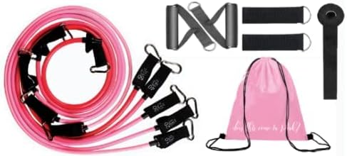 Pink Resistance Bands Tubes with Handles 150 lb