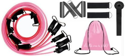 Pink Resistance Bands Tubes with Handles 150 lb