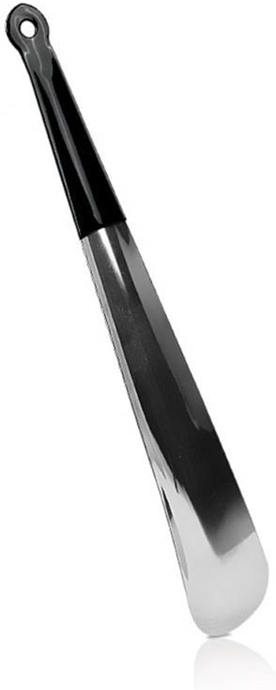 1PC 30cm Stainless Steel Shoehorn PVC Plastic Handle Professional Shoe Horn with Hook Spoon Shoes Lifter Shoe Helper(02)