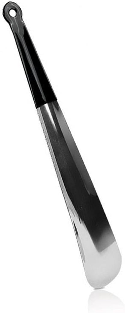 1PC 30cm Stainless Steel Shoehorn PVC Plastic Handle Professional Shoe Horn with Hook Spoon Shoes Lifter Shoe Helper(02)