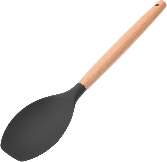 Auniwaig Silicone Spatula with Wooden Handle, Cooking Kitchen Utensils Spatula for Non-Stick Cookware Heat Resistant Kitchen Utensil, 320mm/12.6" Long, (Brown)1Pcs
