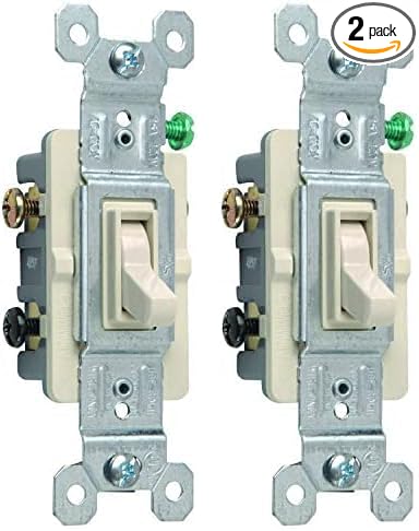 Legrand-Pass  Seymour 663LAGU Three Way Toggle Switch 15-Amp 120-volt Grounded Light, Almond (Pack of 2)
