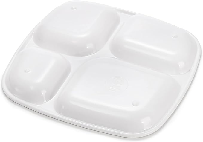 Dicunoy 8 PCS Divided Meal Tray, 10 Inch Melamine Dinner Plates for Adults, Sectional 4 Compartments Portion Control Plate Reusable Serving Platter for Salad, Noodles, Camping, Picnics