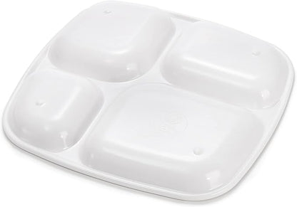 Dicunoy 8 PCS Divided Meal Tray, 10 Inch Melamine Dinner Plates for Adults, Sectional 4 Compartments Portion Control Plate Reusable Serving Platter for Salad, Noodles, Camping, Picnics