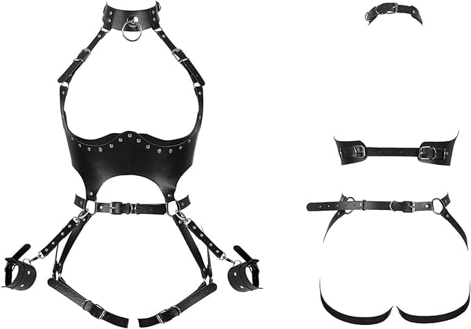 FOTN Women Punk PU Leather Body Waist Belt Bodysuit Bondage Body Harness Belt Sexy Lingerie Leg Garter BT1
