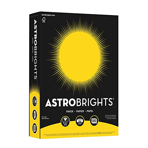 Neenah Astrobrights Bright Color Paper, 8 12in. x 11in., 24 Lb, FSC Certified, Solar Yellow, Ream Of 500 Sheets, 21538