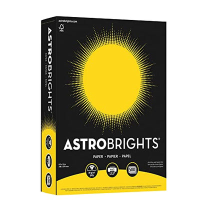 Neenah Astrobrights Bright Color Paper, 8 12in. x 11in., 24 Lb, FSC Certified, Solar Yellow, Ream Of 500 Sheets, 21538