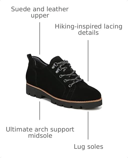 Vionic Women's Charm Ballari Oxford Lace Up Loafers- Supportive Casual Shoes with Concealed Orthotic Arch Support that Include Three-Zone Comfort with Orthotic Insole Arch Support, Medium and Wide Fit