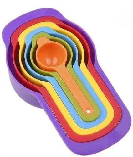 For 6 Pcs Colorful Measuring Cup And Spoon Set Stackable Colors May Vary