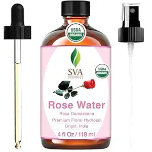 SVA ORGANICS Rose Water 4oz (118 ml) Refreshing Rose Water Spray for Skin Care, Skin Hydration, Bath, Soaps, Haircare  Aromatherapy
