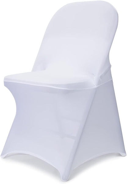 Babenest Spandex Folding Chair Covers Upgraded 10 PCS Universal Stretch Washable Fitted Chair Slipcovers Protector for Wedding, Holidays, Banquet, Party, Celebration (White)