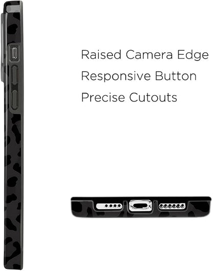 Compatible with iPhone 15/14 6.1 inch Protective Case Black Leopard Case Slim Soft TPU Silicone Shockproof Bumper Cover Compatible iPhone for 15/14 6.1