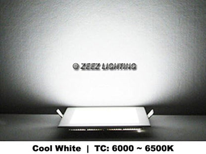 ZEEZ LED Recessed Lighting 9 Inch (OD 9.40" / ID 8.50"), 20W Round Ceiling Down Light Fixture, Non-Dimmable Canless Cool/Cold White Can Lights, Ultra-Thin Panel Wafer Pancake Downlight Retrofit