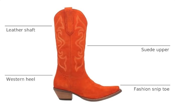 Dingo Womens Out West Embroidered Snip Toe Casual Boots Mid Calf Mid Heel 2-3"