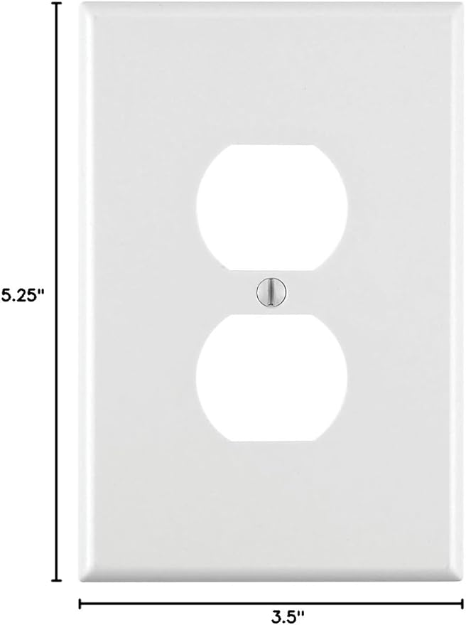 Leviton 88103 1-Gang Duplex Device Receptacle Wallplate, Oversized, Thermoset, Device Mount, White