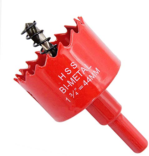 Hole Saw Drill Bit LAIWEI HSS Hole Cutter with Arbor for Wood,PVC Board and Plasterboard(1-34"(44mm Hole Saw))
