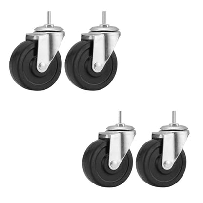Heavy Duty Caster Wheels for Wire Shelving, Set of 4 Wire Shelf Wheels, 3"" Diameter Swivel Wheels for Wire Rack wLock, Black with Silver