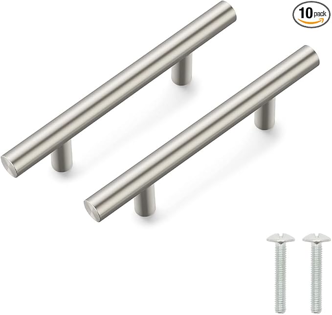 Home & Beyond 10 pcs Brushed Nickel Cabinet Pulls 8.6" (220mm) Handle, 6.3" (160mm) Screw Spacing, Kitchen Cabinet Pulls Brushed Nickel, Cabinet Hardware Dresser Handles, Satin Nickel Cabinet Handles