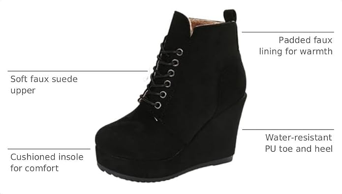 New But Not In Original Box. TVNGDLI Women's Comfortable Ankle Wedge Booties Fashion Lace Up Low Heel Ankle Boots Closed Toe Western Booties for Fall and Winter