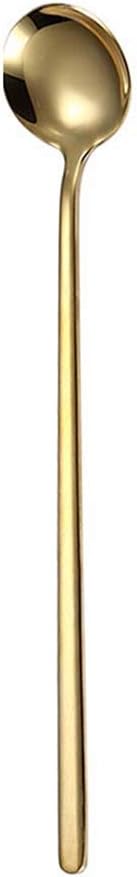 Stainless Steel Serving Spoon Coffee Spoon Dessert Spoon Ice Cream Stirring Scoop Catering Spoons Long Handle Spoon Tea Spoons(M,Gold)