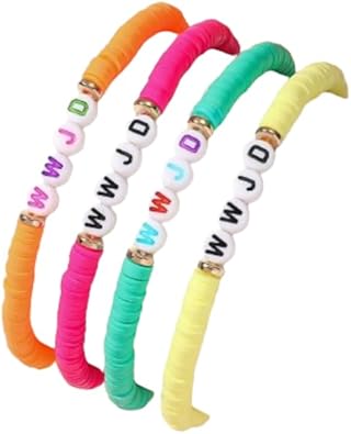 Fuqimanman2020 WWJD Surfer Heishi Bead Bracelets Set Colorful WWJD Beaded Stackable Stretch Bracelet for Women What Would Jesus Do Religious Jewelry Gift