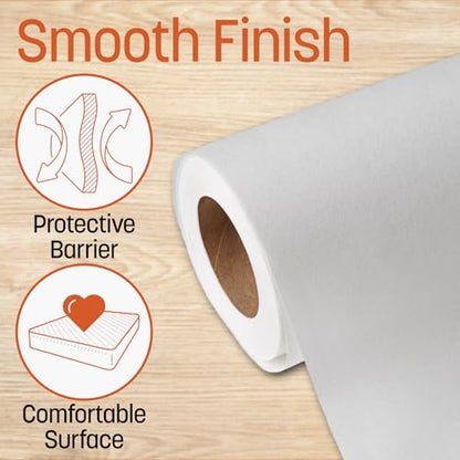 Caring Headrest Exam Table Paper, Smooth, 8.5" x 225", 12 Rolls/Case, Disposable Medical Table Paper for Chiropractors, Massage Therapists & Physical Therapy Offices, Hygienic Surface Protection