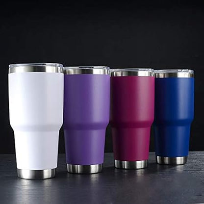 30 oz Stainless Steel Tumbler, Double Wall Insulated Travel Mug with Lid (White)