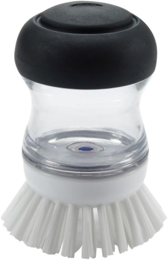 OXO Good Grips Soap Dispensing Palm Brush, BlackClearWhite