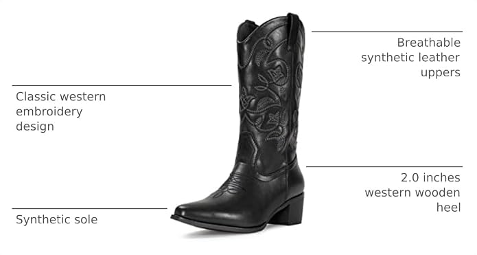 IUV Cowboy Boots For Women Pointy Toe Western Boots Cowgirl Boots | Women's Mid Calf Boots https://a.co/d/05btsG9g