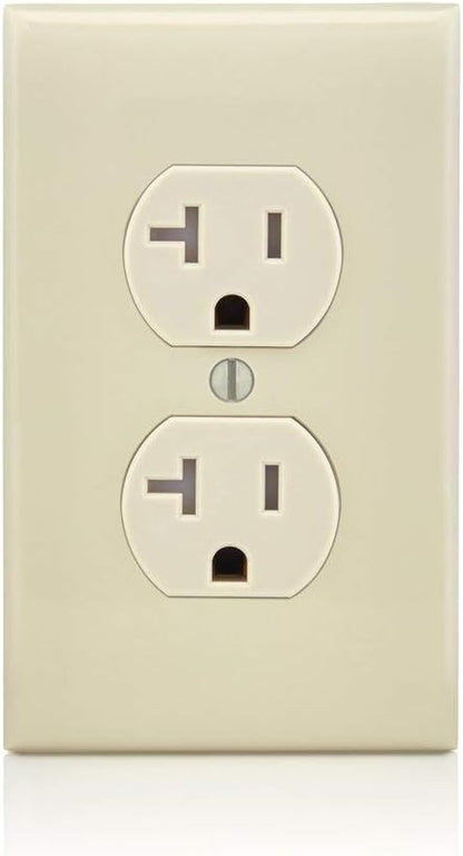 Leviton T5820-T, 20 Amp Tamper-Resistant Duplex Outlet, Light Almond
