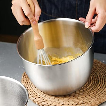 Gigicloud Stainless Steel Mixing Bowl, 304 Stainless Steel Deep Bowl Deep Anti-flying Design Kitchen Metal Bowls for Cooking Baking Mixing Marinating Cake Bread Salad