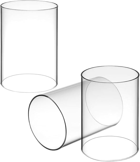 3pcs Glass Candle Lampshade Candles Vases Light Covers Taper Candle Clear Candle Holder Candle Stick Holder Hurricane Pillar Candle Holder Glass Cylinder Sleeve Transparent
