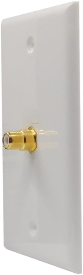 1 Port RCA Wall Plate Female to Female - Single Gang Kyestone Wall Plate with RCA Connector for Subwoofer Audio Port White