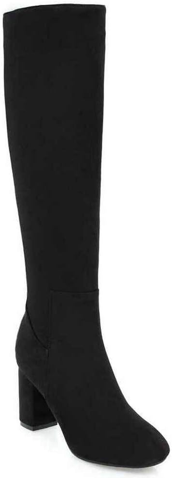 Caradise Womens Leather Chunky Heel Knee High Heeled Boots Zip Up Riding Boots.