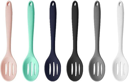 Silicone Heat Resistant Non-stick Slotted Spoon as Kitchen Mixing Baking Serving Stirring Kitchen Cooking Tools 20.5  4.5  3cm(black)