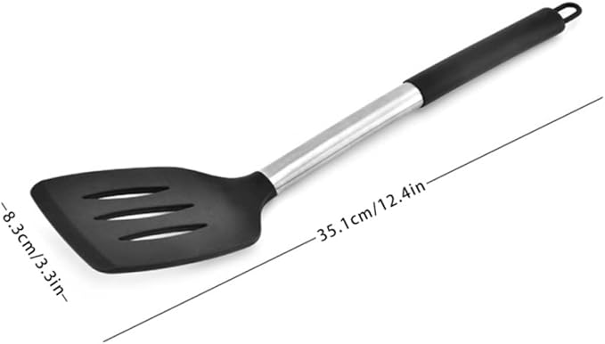 Silicone Slotted Spatula Non-Stick Heat-Resistant Stainless Steel Cooking Spatula Silicone Kitchen Baking Utensil Set