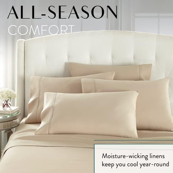 Danjor Linens Queen Sheet Set - 6 Piece Set Including 4 Pillowcases - Deep Pockets - Breathable, Soft Bed Sheets - Wrinkle Free - Machine Washable - Taipe Sheets for Queen Size Bed - 6 pc
