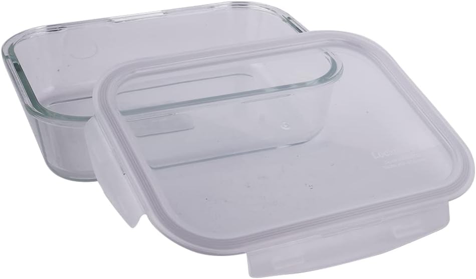 LOCK & LOCK Purely Better Glass Food Storage Container with Lid, Rectangle-51 oz, Clear