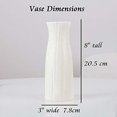 Ceramic Look Plastic Vase - Unbreakable Vase for Flowers (Narrow Seashell White)