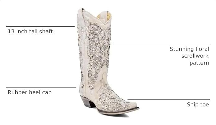 Boots women's White Western Snip Toe Wedding Boots