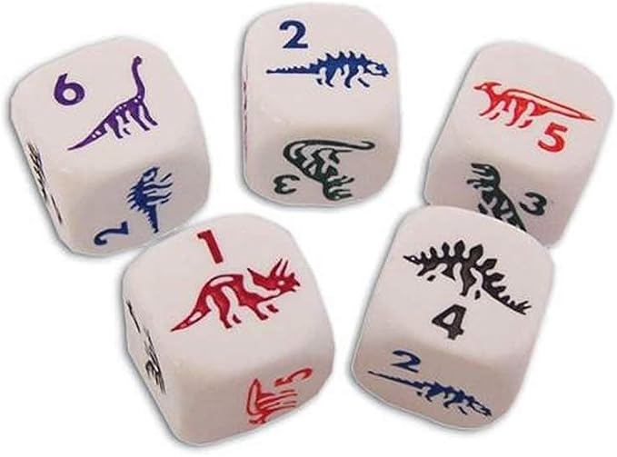 Dino Dice Game White Opaque Only Six Sided Dice (D6) 16mm (5/8in) Koplow Games