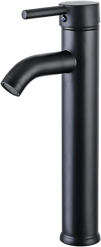Black Bathroom Sink Faucet Single Handle High Barrel Sink Faucet One Hole Wash Basin Bathroom Faucet Brass High Matte Black Basin FaucetNICTIE