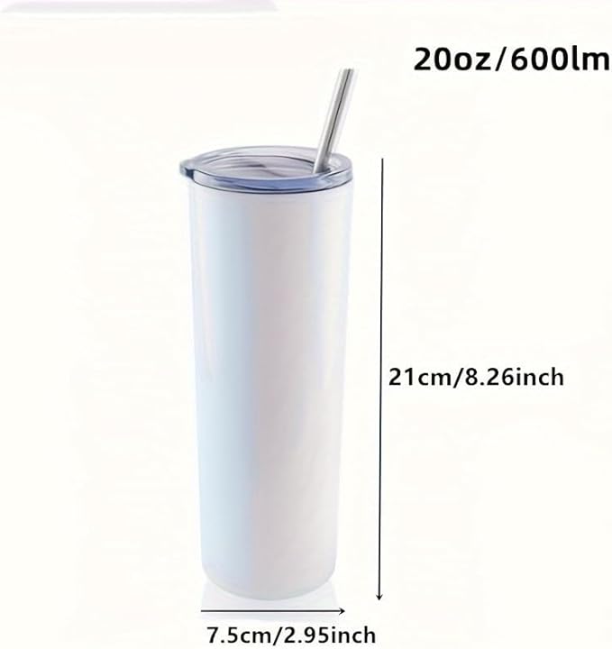 4 pcs Sublimation Stainless Steel Water Bottle, Perfect Coating for Sublimation Printing, Sublimation 20oz Straight Tumbler Blanks for Printing (with Stainless Steel Straw)